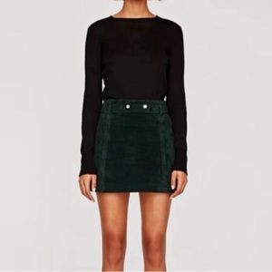 Zara dark green suede mini skirt